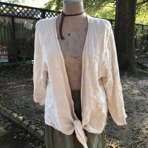 Match Point Linen Wrap/Tie Front Top